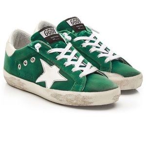 Golden Goose Superstar Green Velvet Sneakers